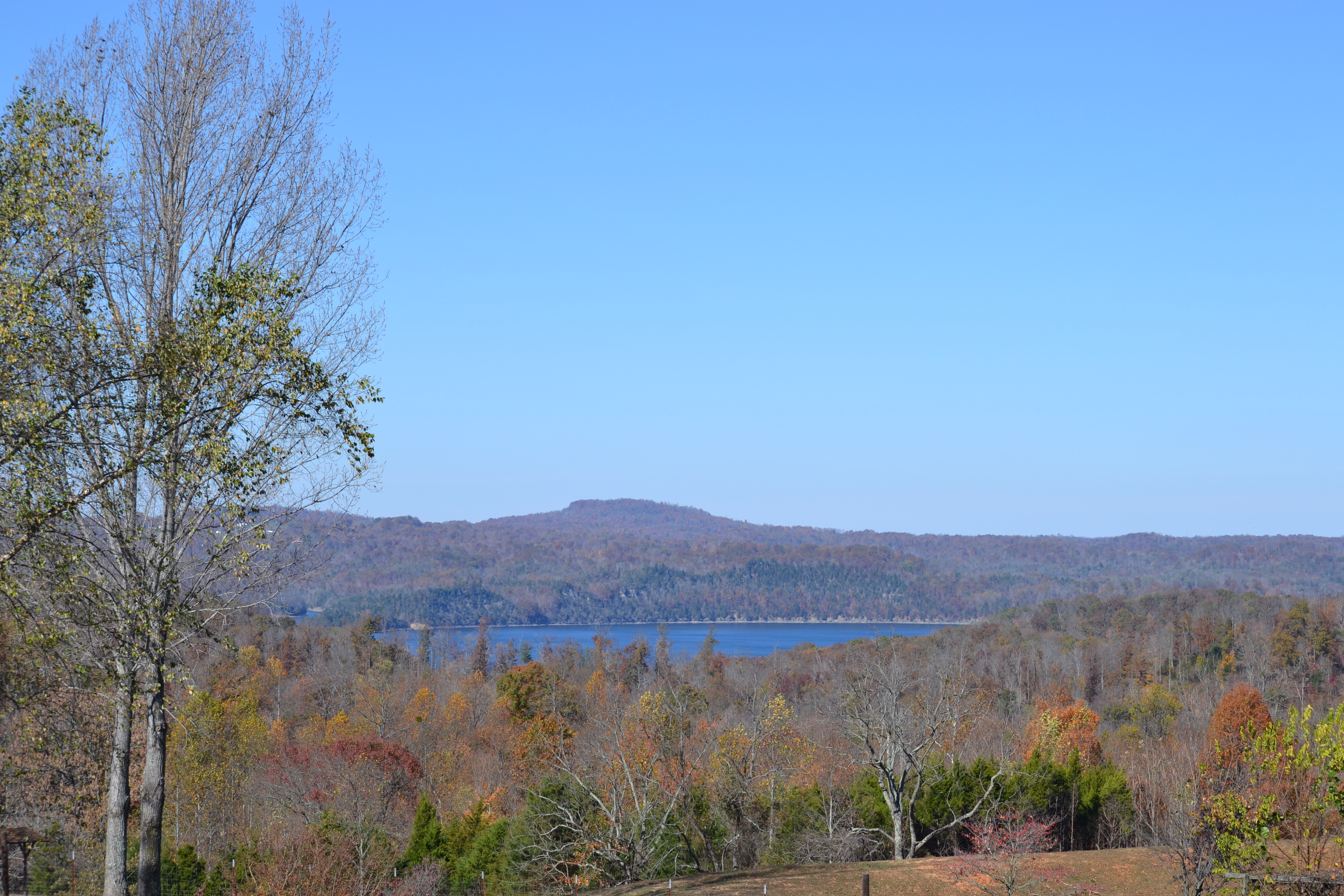 Dale Hollow Lake visible from hilltop in winter
